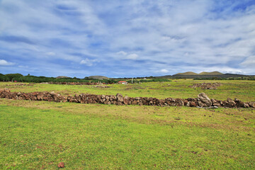 Fototapeta na wymiar Rapa Nui. The village on Easter Island, Chile