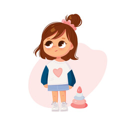 Portrait of a cute baby girl with toy. Happy child.