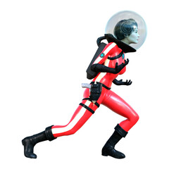 3D Rendering Astronaut Woman on White