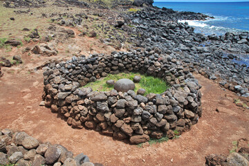 Rapa Nui. Ahu Te Pito Kura on Easter Island, Chile
