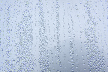 Abstract texture of blurry water drops on glass