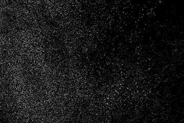 Distressed white grainy texture. Dust overlay textured. Grain noise particles. Snow effects pack. Rusted black background. Vector illustration, EPS 10.  