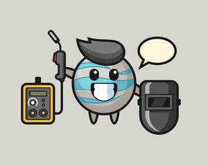 Planet cartoon as a welder