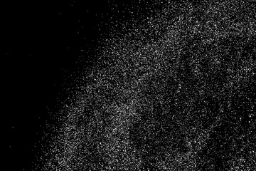 Distressed white grainy texture. Dust overlay textured. Grain noise particles. Snow effects pack. Rusted black background. Vector illustration, EPS 10.  