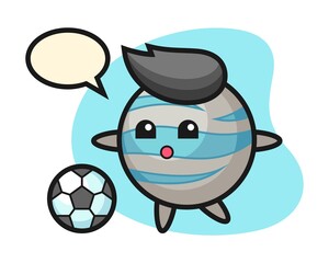 Planet cartoon is playing soccer