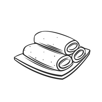 Spring Roll Chinese Cuisine Outline Icon.