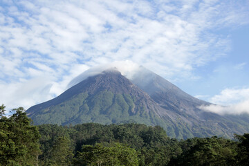 Fototapeta na wymiar Mount Merapi is seen from the Kaliadem region, Yogyakarta, Indonesia