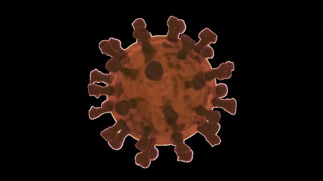 Red Transparent Novel SARS-CoV-2 coronavirus medical background. COVID-19 virus under microscope. 2019-nCov pandemic outbreak concept 3d animation. Seamless looping with alpha.