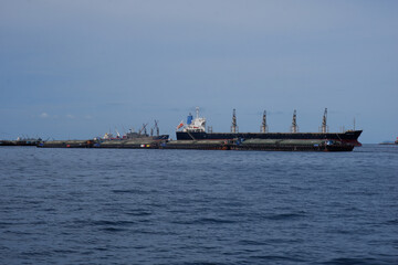 Sand carrier boat in the sea