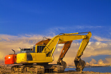 excavator at work in the construction