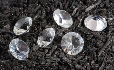 Coal and diamonds. Metamorphoses of carbon. Crystals on ash.
