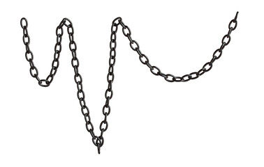 Fototapeta premium Fragment of a black metal chain on a white background. Isolated