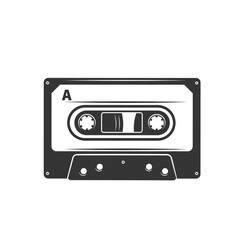 Cassette tape monochrome icon.