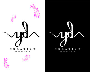 yd, dy creative handwriting letter logo design vector 
