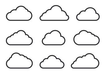 Clouds icon. Vector line clouds. Clouds vector icons set. Clouds shape. Symbols of weather. Cloud shape.