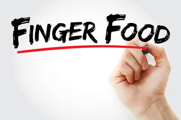 Finger food text with marker, concept background