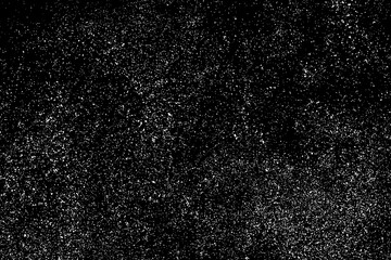 Distressed white grainy texture. Dust overlay textured. Grain noise particles. Snow effects pack. Rusted black background. Vector illustration, EPS 10.  