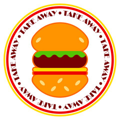 Take Away. Food delivery. Vector illustration for web design or print.