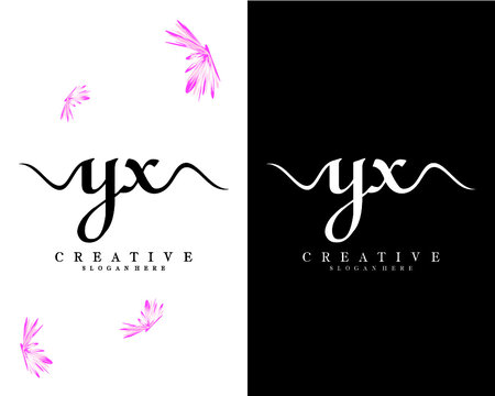 yx, xy creative handwriting letter logo design vector 
