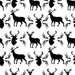 background with patterns of deer and horns