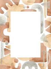 Watercolor creative minimalist hand painted frame isolated on white background. Abstract modern print, logo, for invitation, postcard or brochure cover design. Aesthetic trendy illustration