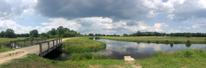Fototapeta premium Panorama from the Beneden Regge river in Overijssel