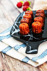 Canele is a small French pastry with rum and vanilla