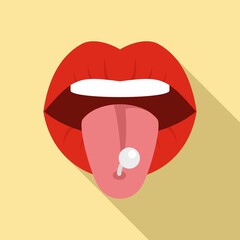 Tongue piercing icon. Flat illustration of tongue piercing vector icon for web design