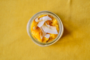 Coconut Mango Chia Seed Pudding in a Glass Jar