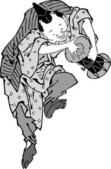 浮世絵　町人　その167　白黒	