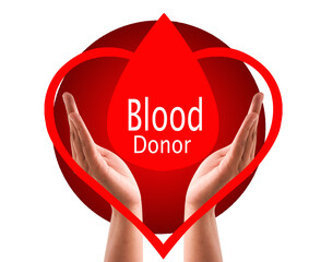Save blood donor day background with hands .