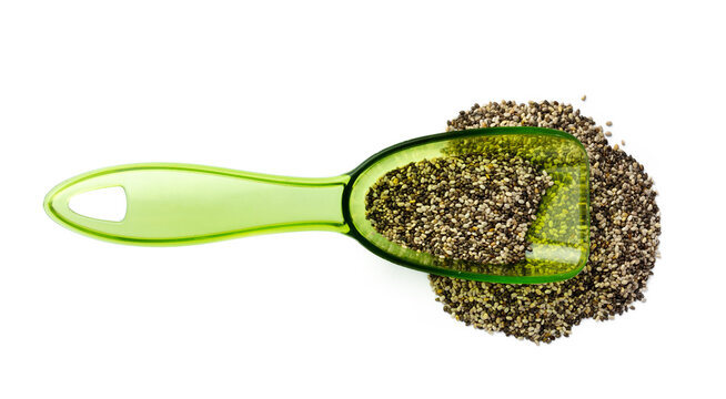 Spoom with chia seeds isolated on white