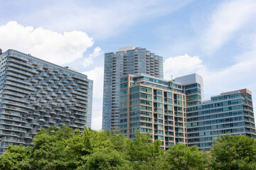 Fototapeta na wymiar Modern Glass Residential Buildings in Long Island City Queens New York