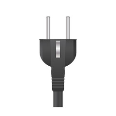 Black plug for Euro socket. Realistic plug for Euro sample socket. Isolated. Vector.