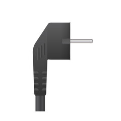 Black plug for Euro socket. Realistic plug for Euro sample socket. Isolated. Vector.