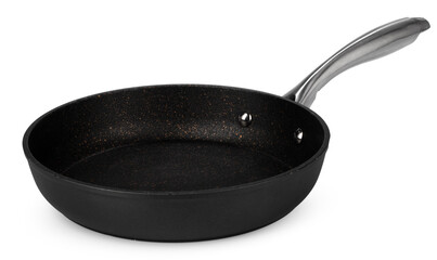 New black frying pan isolated on white background