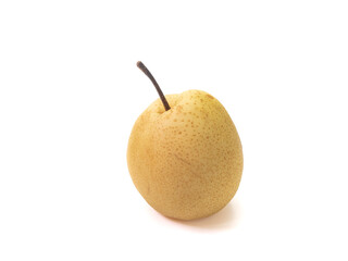 The close up of fresh sand pear fruit (Asian pear, Chinese pear) isolated on white background.