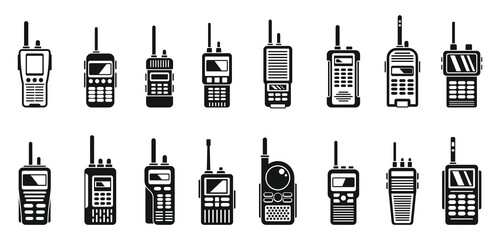 Radio walkie talkie icons set. Simple set of radio walkie talkie vector icons for web design on white background © anatolir