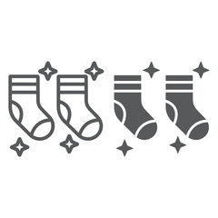 Clean socks line and glyph icon, laundry and wardrobe, tidy socks sign, vector graphics, a linear pattern on a white background.