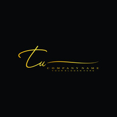 TU initials signature logo. Handwriting logo vector templates. Hand drawn Calligraphy lettering Vector illustration.
