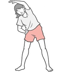 ラジオ体操　腕伸ばし　若い女性　女子　女	