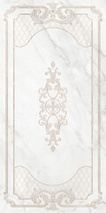 Tile baroque renaissance monogram floral ornament, white marble.
Digital colorful wall tile design for washroom and kitchen