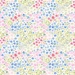 Fototapeta premium Beautiful vector seamless floral pattern with watercolor gentle summer colorful flowers. Stock illustration.