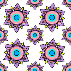 Abstract colorful Thai retro seamless pattern background. Illustrators drawing. 