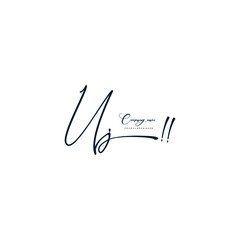 UJ initials signature logo. Handwriting logo vector templates. Hand drawn Calligraphy lettering Vector illustration.
