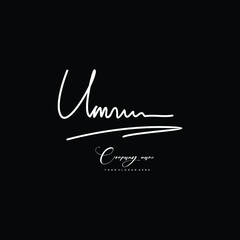UM initials signature logo. Handwriting logo vector templates. Hand drawn Calligraphy lettering Vector illustration.
