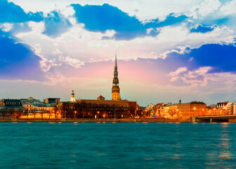 Fototapeta premium Riga sunset, Latvia