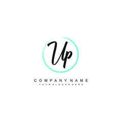 UP initials signature logo. Handwriting logo vector templates. Hand drawn Calligraphy lettering Vector illustration.
