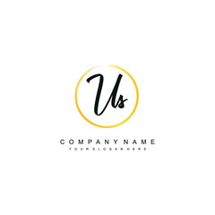 Obraz premium US initials signature logo. Handwriting logo vector templates. Hand drawn Calligraphy lettering Vector illustration. 