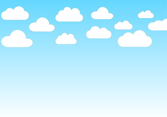 Clouds and sky background, vector. Cartoon clouds background for poster, flyer and wallpaper. Creative art design. Stylish blue gradient sky clouds. Vector illustration of cloudy weather